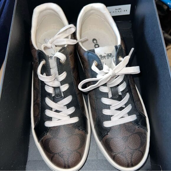Coach Mahogany Black Clip Low Top Sneaker In Signature Canvas Size 10 NEW IN BOX - Picture 9 of 10
